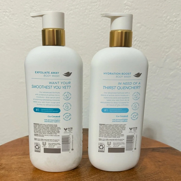 2 Pack - Dove Serum Body Wash - Hydration Boost & Exfoliate Away 18.5 oz - Picture 3 of 5